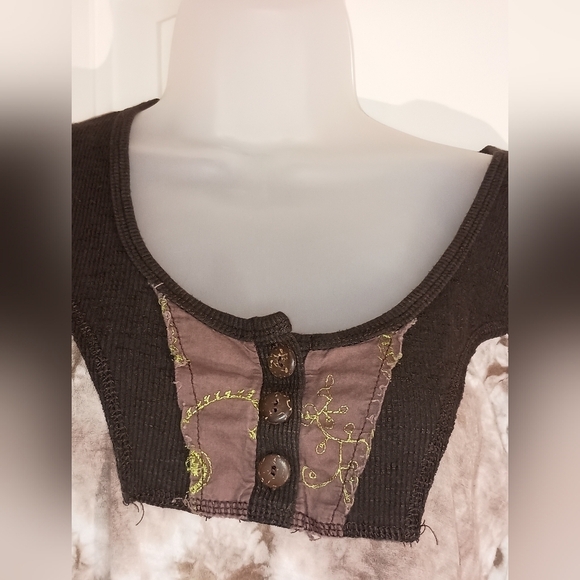 2/$30 DAY TRIP 3/4 sleeve sheer boho coastal cowgirl Tie-Dye Shirt size M - Picture 4 of 8